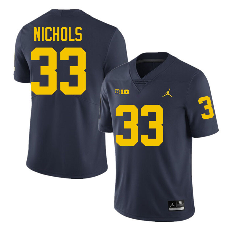 Dominic Nichols Michigan Jersey,Michigan Wolverines #33 Dominic Nichols College Football Jersey Youth-Navy